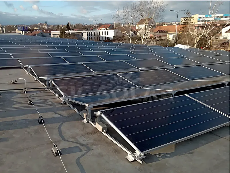 120KW East-West Solar Panel Ballast Mounting System In Germany