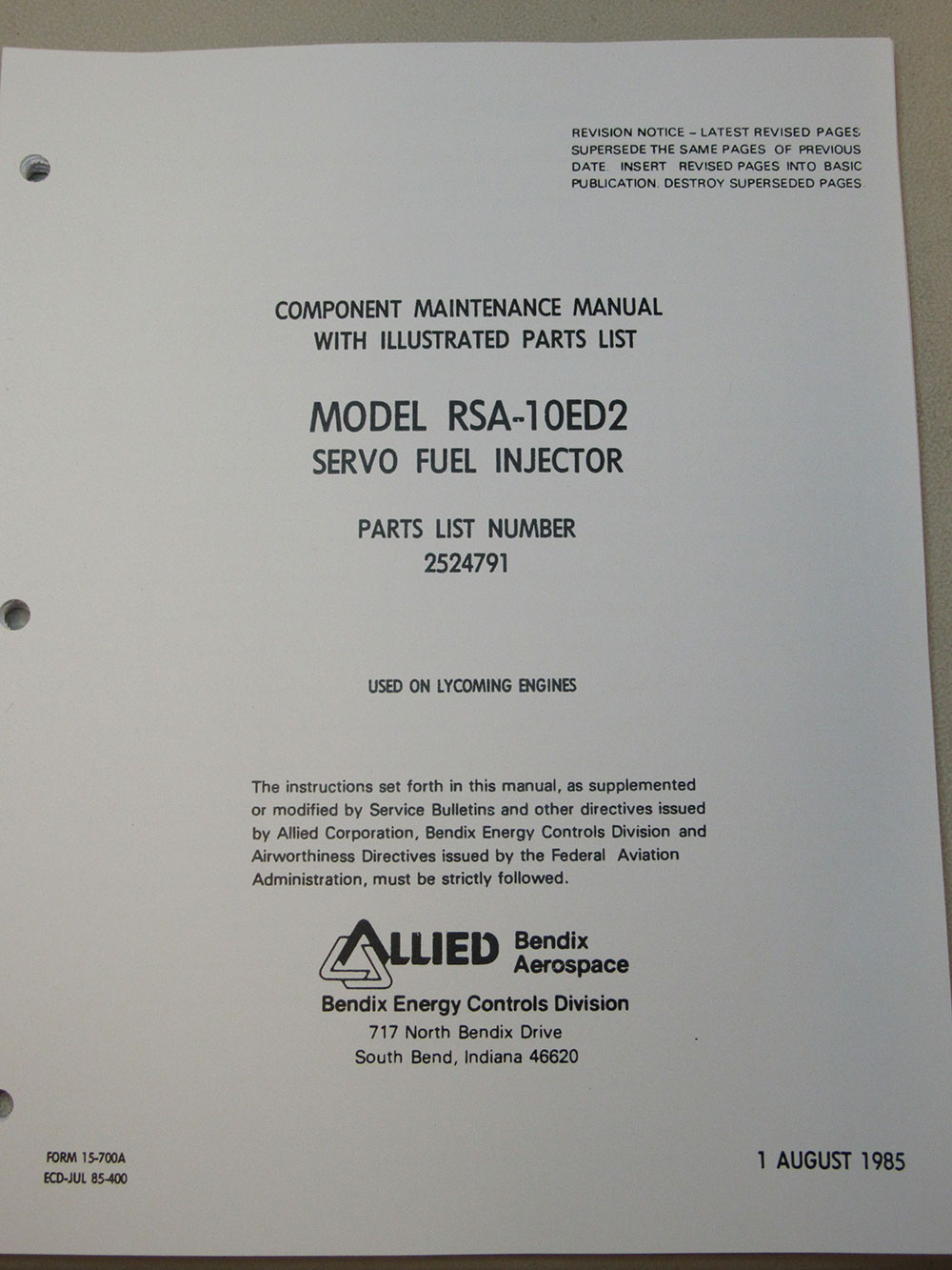 MANUAL, RSA-10ED2®, OVERHAUL